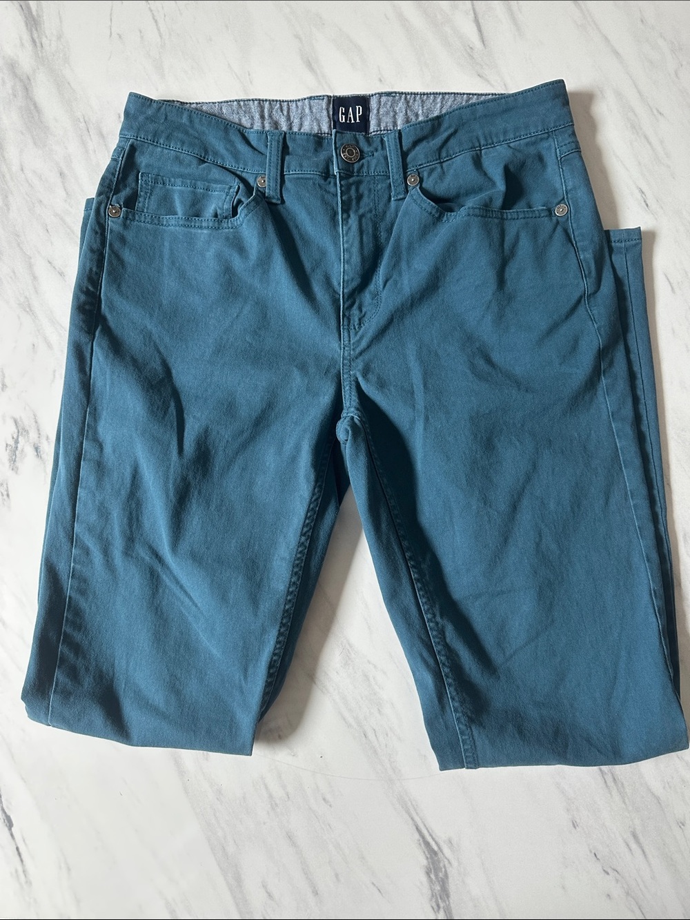 GAP Men's Teal Straight-Slim Jeans